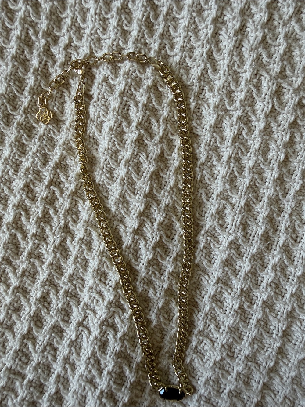 Kendra Scott Chain Necklace with Black Stone Pendant